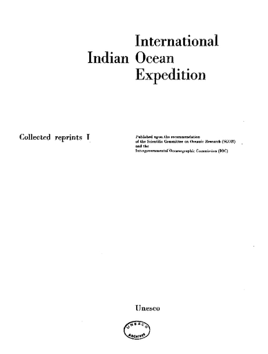 International Indian Ocean Expedition: collected reprints, I